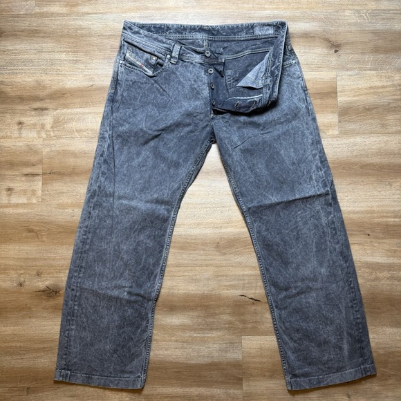 Diesel Larkee Jeans Men 36x30 Charcoal Gray Straight Leg Cotton Grunge 008SZ